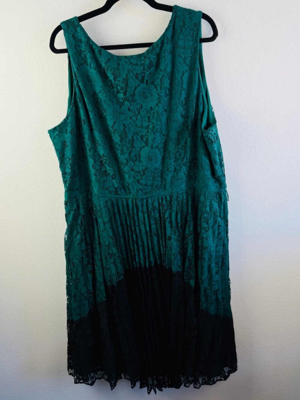 Lane Bryant Green Black Colorblock Lace Dress Size 28